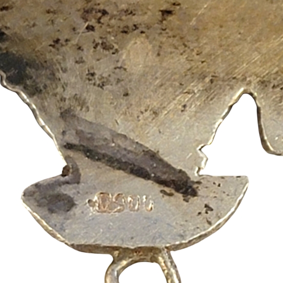 Aztec Inca Style Vintage Sterling Silver Tiki Man Brooch Marked 0900 - Picture 4 of 5